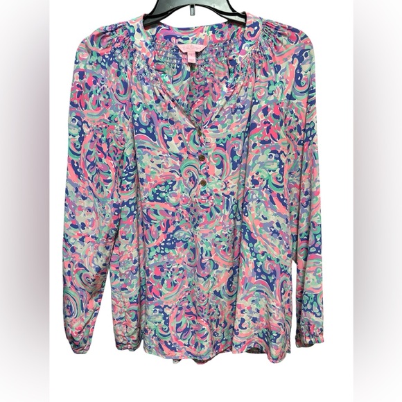 Lilly PULTIZER size small 100%‎ silk top - Picture 1 of 3